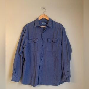 Vtg Polo Ralph Lauren Whitfield Button Front Pocket shirt Mens XL Check Cotton